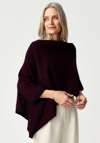 Merinomink - 1623 2 Tone Poncho Beetroot / Slate