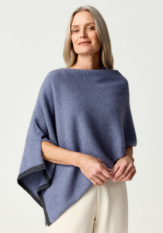 Merinomink - 1623 2 Tone Poncho Waterfall / Slate
