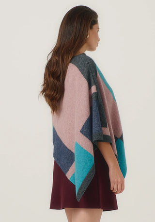 Merinomink - 1677 Empress Poncho Rosedust / Glacier Mutli