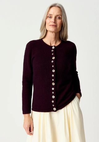 Merinomink - 1736 Shell Cardigan Beetroot
