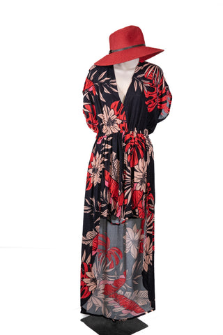 Willis - Overlay Opulence Shorts-skirt Black / Red Print Os
