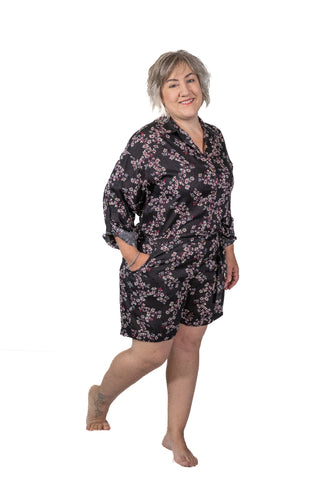 Willis - Lizzy Short Jumpsuit Black / White Flower Print Os