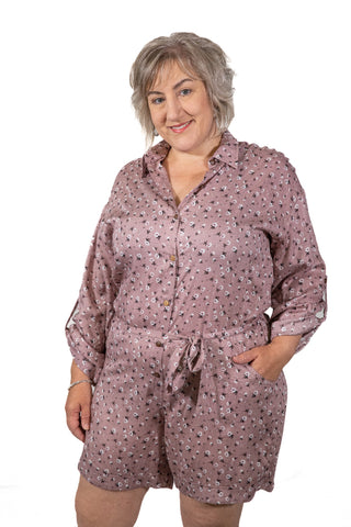 Willis - Lizzy Short Jumpsuit Blush / White Flower Print Os