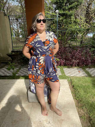 Willis - Overlay Opulence Shorts-skirt Os Navy / Burnt Orange Os 