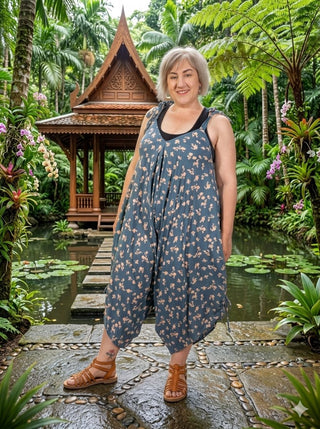 Willis - Nicola Jumpsuit Os Dusty Blue / Cream Flower Os 