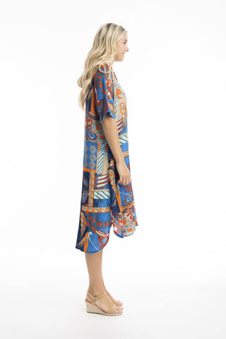 Orientique - Camps Bay Button Through Dress With Collar Blue Print [sz:22 Cl:blue Print]