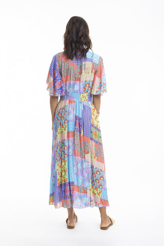 Orientique - Ella Dress Maxi Shirred Waist Pastal Multi Print [sz:10 Cl:pastel]