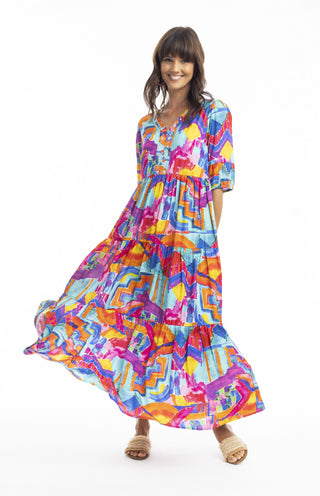 Orientique - Frida Maxi Layers Dress [sz:8  Cl:pink Print]