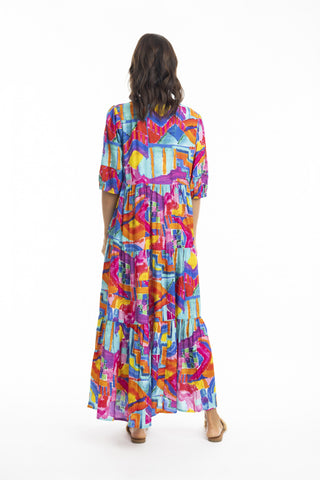 Orientique - Frida Maxi Layers Dress [sz:10 Cl:pink Print]