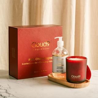 Cloud 9 - Gift Set Pink Champagne Scented Candle & Hand Wash