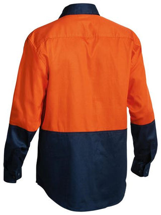 Bisley - Bs6267 Cotton Drill Ls Shirt [cl:orange / Navy Sz:3xl]