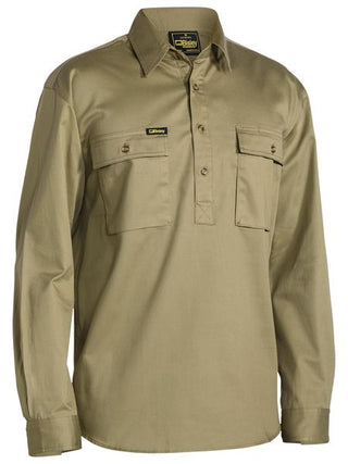 Bisley - Bsc6433 Closed Front Drill Shirt Ls Khaki [sz:3xl]