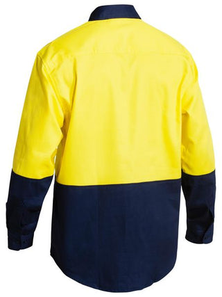 Bisley - Bs6267 Cotton Drill Ls Shirt [cl:yellow / Navy Sz:s]