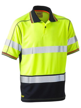 Bisley - Bk1219t_tt04 Taped Polyester Polo Short Sleeve [cl:yellow / Navy Sz:2xl]