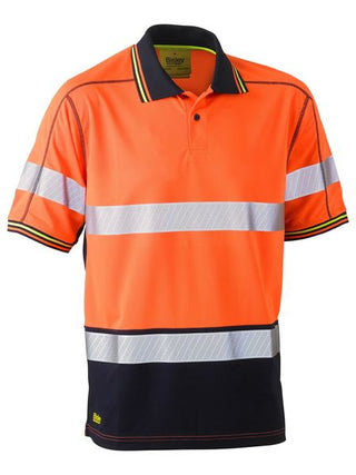 Bisley - Bk1219t_tt05 Taped Polyester Polo Short Sleeve [cl:orange / Navy Sz:2xl]