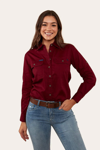 Ringers Western - Pentecost River Womens Full Button Burgundy [sz:6]