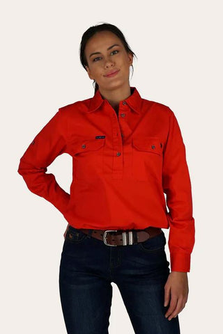 Ringers Western - Pentecost River Womens 1/2 Button Red [sz:6]