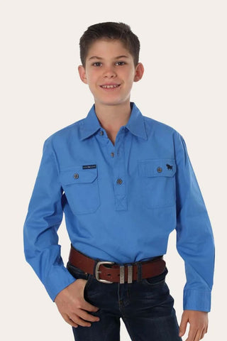 Ringers Western - Kids 1/2 Button Work Shirt Blue [cl:blue Sz:6]