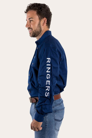 Ringers Western - Hawkeye Mens Full Button Shirt Navy / White Logo [cl:navy Sz:xs]