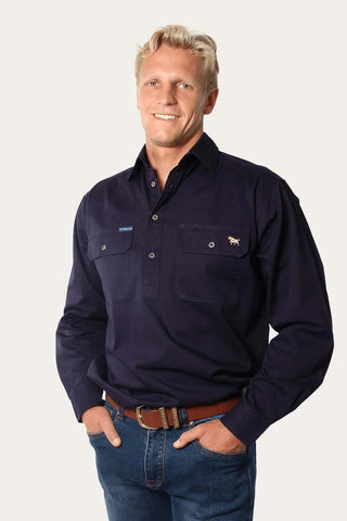 Ringers Western - King River 1/2 Button Dark Navy [sz:m]