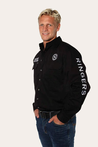 Ringers Western - Hawkeye Full Button Black / White Logo [cl:black Sz:3xl]