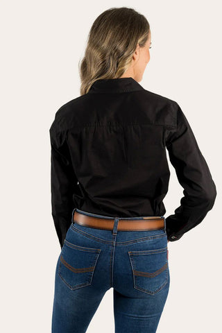 Ringers Western - Pentecost River Womens 1/2 Button Black / Melon [sz:12]