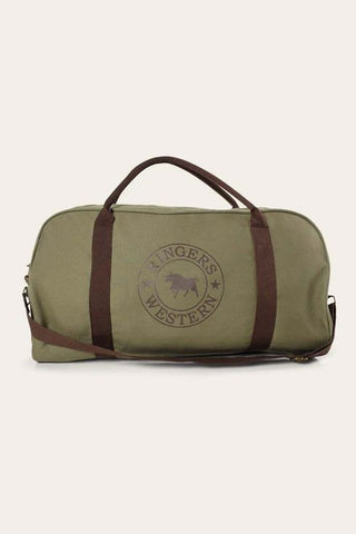 Ringers Western - Gundagai Duffle  Bag Kahki With Deep Brown Print