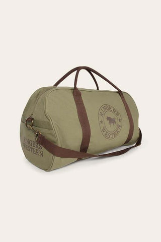 Ringers Western - Gundagai Duffle  Bag Kahki With Deep Brown Print