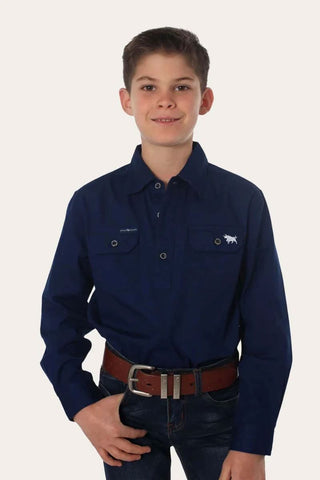 Ringers Western - Kids 1/2 Button Work Shirt Navy [cl:navy Sz:14]