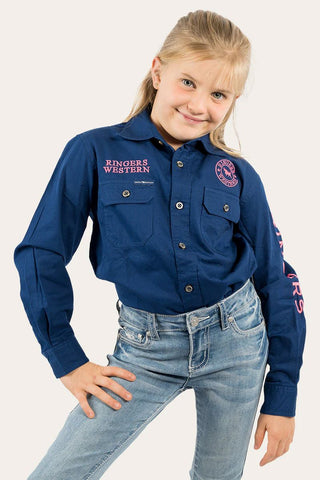 Ringers Western - Kids Jackaroo Embroidered L/s Full Button Navy / Melon [sz:14]