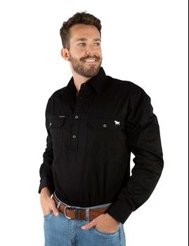 Ringers Western - Boss 1/2 Button Black [sz:5xl]