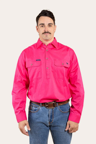 Ringers Western - King River 1/2 Button Neon Pink [sz:2xl]