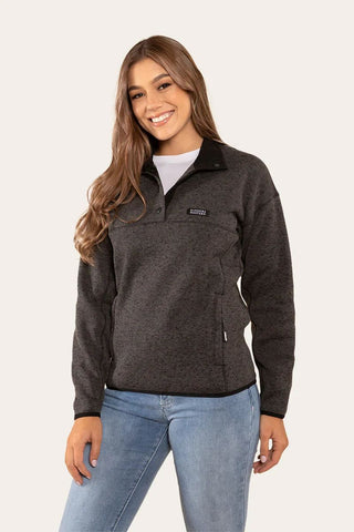 Ringers Western - Euroa Womens Half Snap Sweater Charcoal Marle [sz:8]