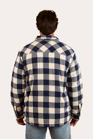 Ringers Western - Sawyer Mens Sherpa Flannel Navy / White [sz:s]
