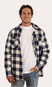 Ringers Western - Sawyer Mens Sherpa Flannel Navy / White [sz:m]
