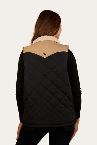 Ringers Western - Selwyn Womens Puffer Vest Dark Sand / Black [sz:14 Cl:sand / Black]