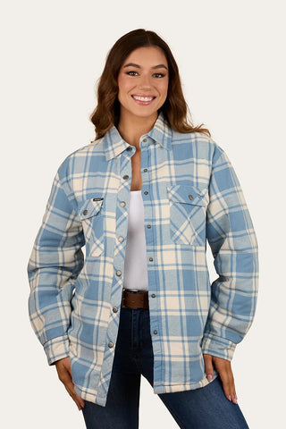 Ringers Western - Sadie Womens Sherpa Flannel Faded Denim / Off White [sz:22]