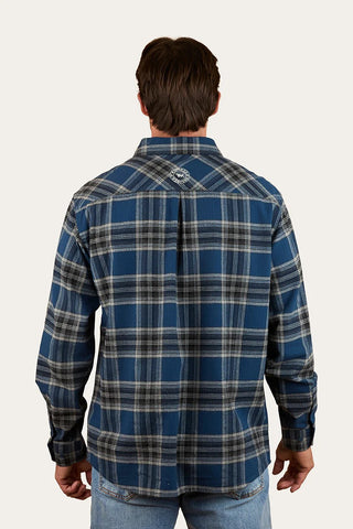 Ringers Western - Nambour Mens Full Button Flannel Petrol Blue [sz:l]