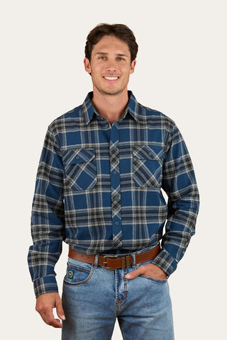 Ringers Western - Nambour Mens Full Button Flannel Petrol Blue [sz:5xl]