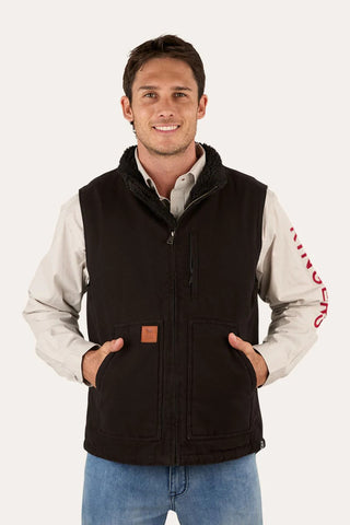Ringers Western - Round Yard Mens Canvas Vest Black [sz:3xl Cl:black]