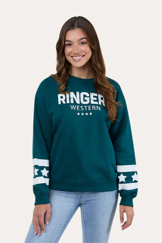 Ringers Western - Traditions Womens Oversized Crew Dark Teal [sz:18]