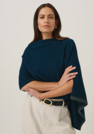 Merinomink - 1623 2 Tone Poncho Peacock / Slate