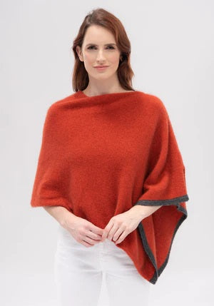 Merinomink - 2 Tone Poncho Tamarillo 