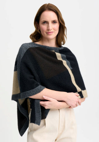 Merinomink - 1677 Empress Poncho Jet / Slate Multi