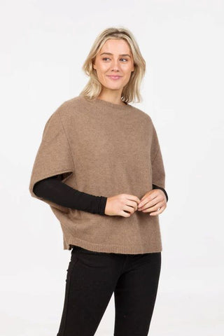 Mkm - Nb868 Poncho Split Sleeve Mink [cl:mink Sz:l/xl]