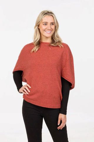 Mkm - Nb868 Poncho Split Sleeve Rosewood [cl:rosewood Sz:l/xl]