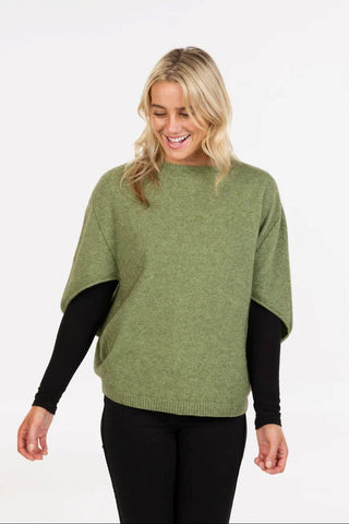 Mkm - Nb868 Poncho Split Sleeve Pistachio [cl:pistachio  Sz:l/xl]