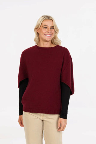 Mkm - Nb868 Poncho Split Sleeve Cherry [cl:cherry  Sz:l/xl]