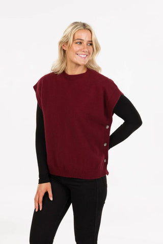 Mkm - Nb887 Side Buttoned Vest - Cherry [sz:xl Cl:cherry]