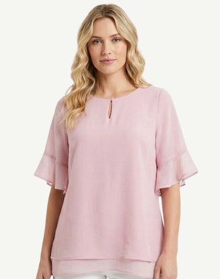 Corfu - S2666598 Crepe Georgette Short Sleeve Top Rosewater